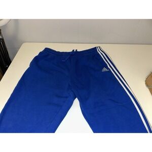 Men's Adidas 3Stripes Blue Tapered Cuff Jogger Sweatpants Medium Y2K Preppy 2XLT